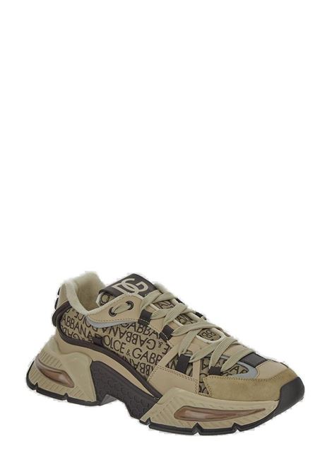 Sneakers basse Airmaster in pelle di vitello beige e nera DOLCE & GABBANA | CS1984-AO057HKXCM